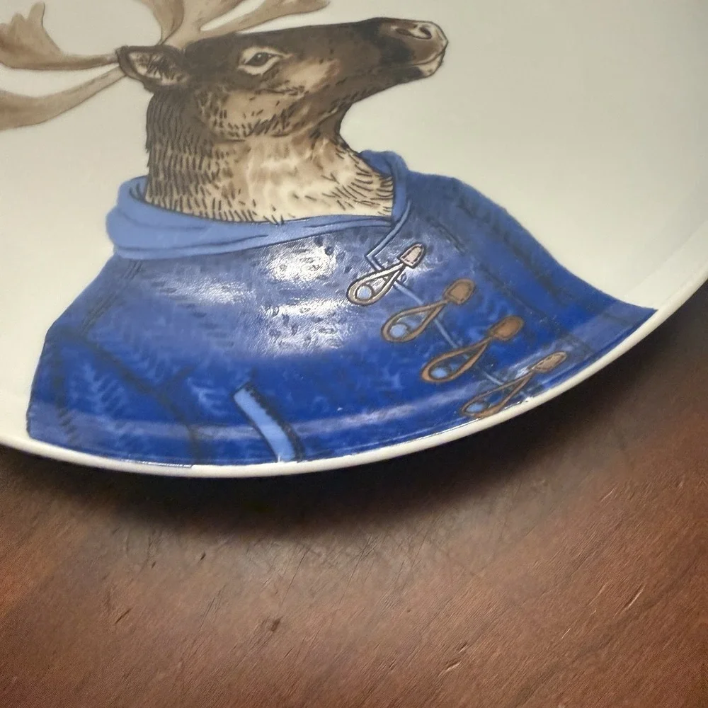 Rachel Kozlowski West Elm Moose Plate 2015 Dapper Animal Art Artsy Holiday